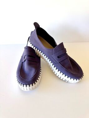 Ilse Jacobsen Tulip Platform Loafers Navy Blue EU 39 US 8 Comfort Slip On